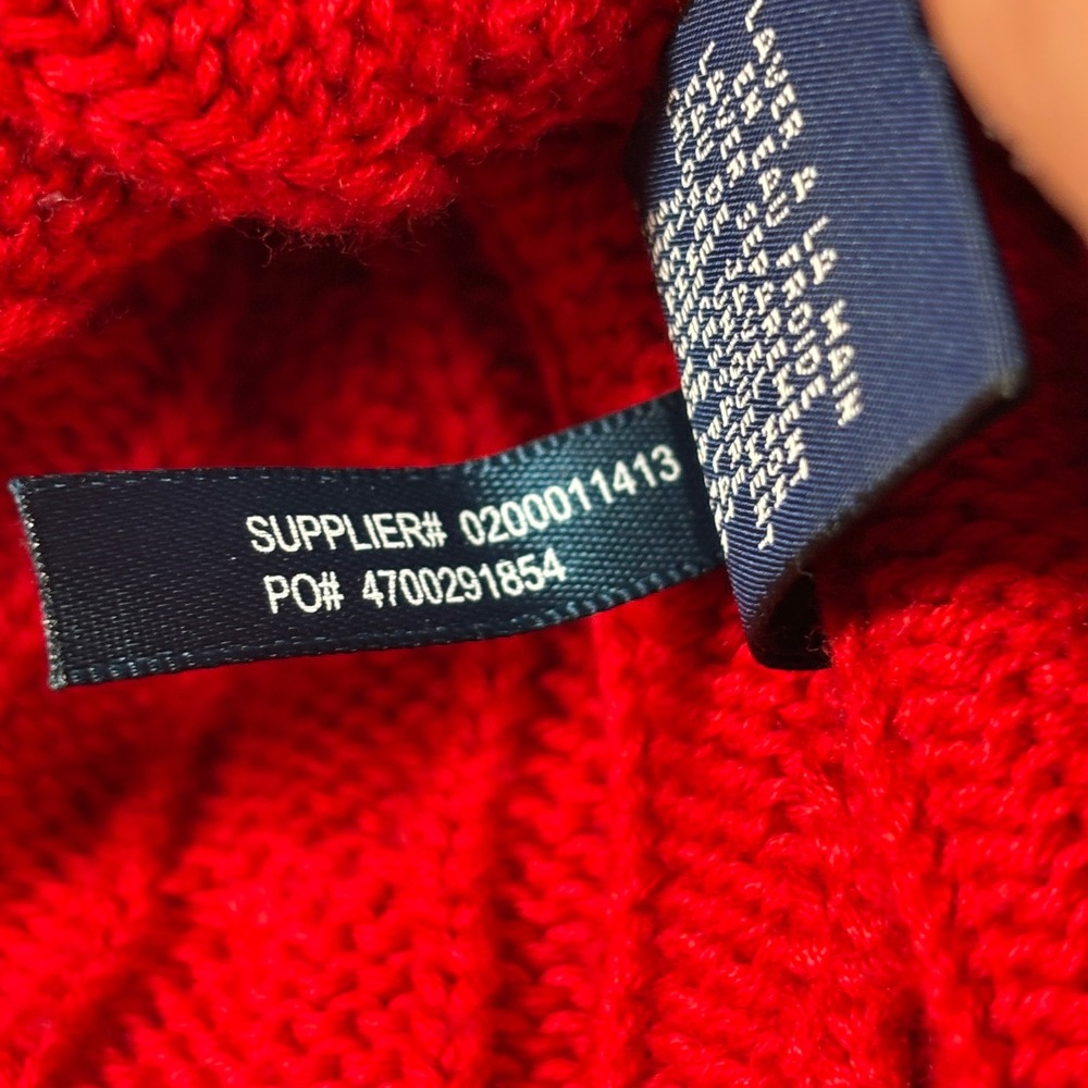 Ralph Lauren Sweater Mens Large Red Cable Knit Cotton Crewneck Long Sleeve Pony - Picture 8 of 11